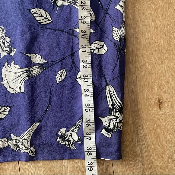 Aritzia T.Babaton Blue Floral Silk Crepe Business Casual Work Dress Size XS - Picture 4 of 6